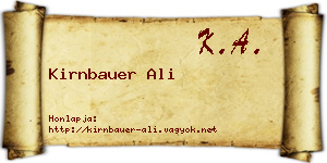 Kirnbauer Ali névjegykártya